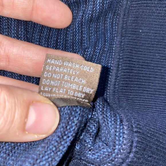 J. McLaughlin Crewneck Sweater Men’s Blue Striped Lightweight Cotton Pullover M - Picture 5 of 7